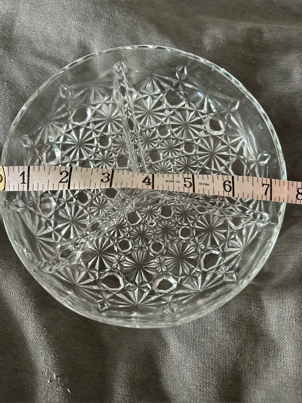 Vintage  Fenton Serving Dish Daisy and Button Divided Relish 3 Compartment